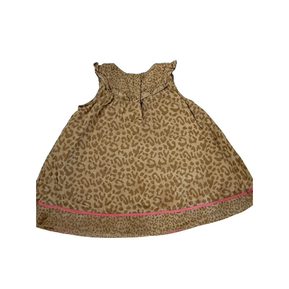 Gymboree Tan Leopard Animal Print Pink Ribbon Bow Corduroy Dress 2009 SZ 2T‎